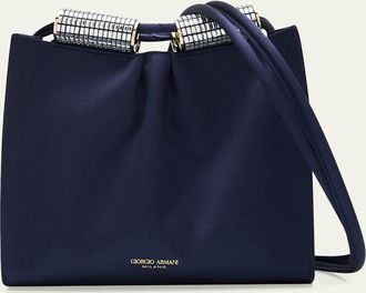 Giorgio Armani Satin Shoulder Bag with Rhinestone Detail