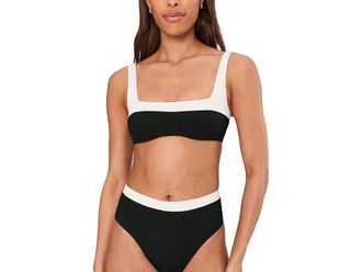 L*Space Zuri Top Womens Clothing Black/Cream : SM, Nylon/Spandex