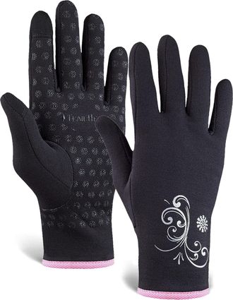 TrailHeads Power Stretch Womens Running Gloves - Black/Black, Black/Fast Pink, XS
