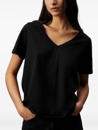 Calvin Klein v-neck short-sleeve T-shirt - women - Organic Cotton - M - Black