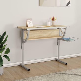 vidaXL Vidaxl - Mesa De Dibujo Madera Y Acero Gris Y Roble 110x53x(58-87) Cm