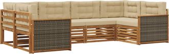 vidaXL Conjunto De Sof&aacute;s De Exterior 6 Uds. Natural Y Beige Vidaxl