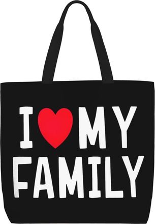 Generic Women Handbag I Love My Family Handbag Reusable Large Capacity Shoulder Bags, For School, Swim, Work, Birthday, Holiday