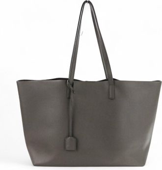 Saint Laurent Gray Leather Pouch Tote Bag (Pre-Owned)