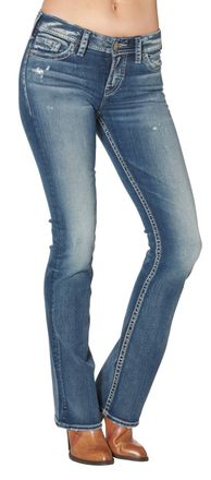 Silver Jeans Co Womens Tuesday Mid Boot Jeans In Blue