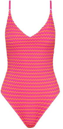 Seafolly Mesh Effect V Neck One Piece Badeanzug f&uuml;r Damen | rosa