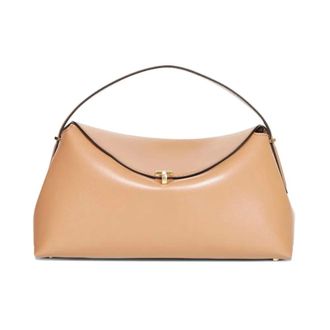 Toteme Tassen, Dames, Bruin, ONE Size, Leer, T-Lock Leren Tas met Handvat