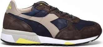 Diadora Brown Blue Leather Polyester Suede Sneakers