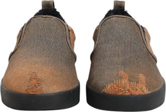 Dolce & Gabbana Brown Cotton Low Top Slip On Sneakers Mens Shoes