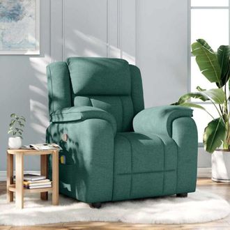 vidaXL Sill&oacute;n De Masaje Reclinable De Tela Verde Oscuro Vidaxl
