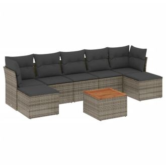 vidaXL Vidaxl - Set Divano da Giardino 8 pz con Cuscini Grigio in Polyrattan