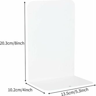 OEM Serre-livres - Metal Blanco - 20,3 X 9,9 X 13,5 Cm - Antideslizante Con Patas De Goma - Para Estanter&iacute;as Hogar Oficina Escuela - Pack De 6