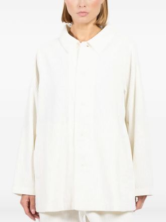 Labo Art Ribfluwelen jack met kraag - Wit