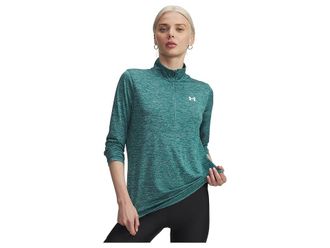 Under Armour Tech 1/4 Zip Twist Womens Clothing Rack Green/White : LG (US 12-14), Polyester