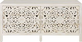 Maisons du monde Cómoda doble tallada con 6 cajones color blanco 160 cm