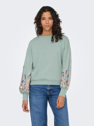 Only ONLBROOKE L/S O-NECK FLOWER SWT, Baumwollmischung, regular fit