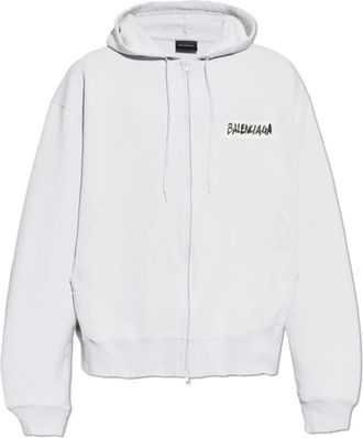 Balenciaga Over Zip-Up Hoodie - Heren - Vesten met rits - Grijs - XS - Katoen - Hoodies & sweatvesten