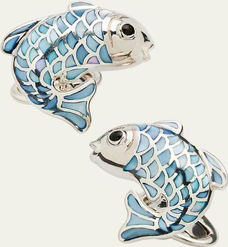 Jan Leslie Mens Koi Fish Mother-of-Pearl Cufflinks