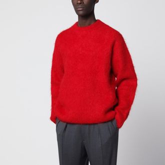 S&eacute;fr Maglione girocollo rosso in misto alpaca