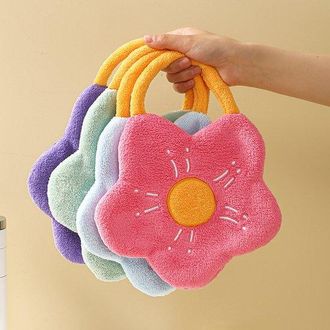 OEM Juego De 4 Toallas Colgantes Muy Bonitas, Suaves Y Absorbentes, De Forro Polar Coral Con Presillas
