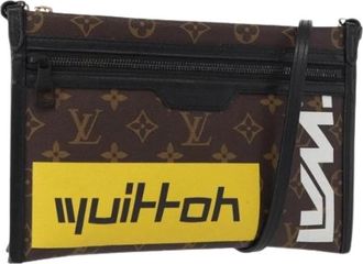Louis Vuitton Pre-owned Flat Messenger - Dames - Vintage Schoudertas - Bruin - ONE Size - Denim - Vintage