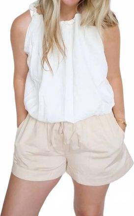 English Factory Breezy Cotton High-Waisted Flare Shorts In Beige