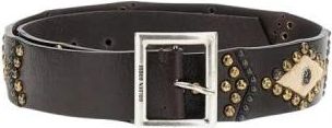 Golden Goose Studded Leather Belt - Dames - Riemen - Bruin - 80 CM - Leer - Accessoires