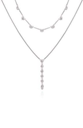 Vince Camuto Pav&eacute; Crystal Layered Chain Necklace in Silver Tone at Nordstrom Rack