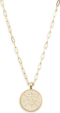 Argento Vivo Engraved Heart Motif Pendant Necklace in Gold at Nordstrom Rack