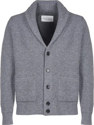 Roberto Collina Cardigan van scheerwol met reverskraag - Heren - Truien - Grijs - Maat: XL Wol