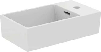 Ideal Lavabo Extra 450x250x150mm, Lijado Blanco 1 Orificio Para Grifer&iacute;a, Con Rebosadero, Balda A La Derecha Standard