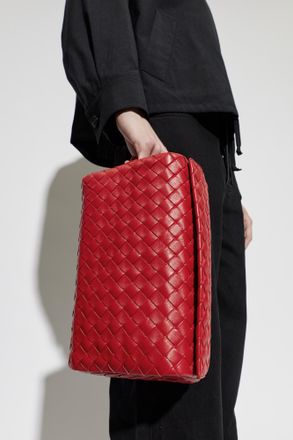 Bottega Veneta Leather Handbag Small Cubo, Mens, Red