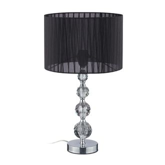 Relaxdays L&aacute;mpara Mesa Cristal, Luz Sobremesa Sal&oacute;n, 54 X 29,5 Cm, Portal&aacute;mparas E27, Con Pantalla Tela, Metal, Negra - Relaxdays