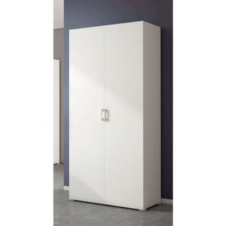 Dmora Armadio multiuso Alisso, Mobile lineare a 2 Ante battenti, Guardaroba a 4 ripiani regolabili, Scarpiera moderna, 100% Made in Italy, Cm 90x45h195