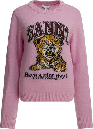 Ganni Wool Sweater With Print