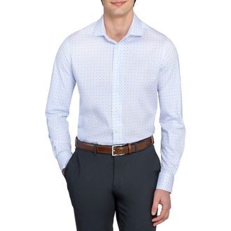 W.R.K Slim Fit Metro Diamond Reworked Dress Shirt in White/Blue at Nordstrom, Size 16.5 - R