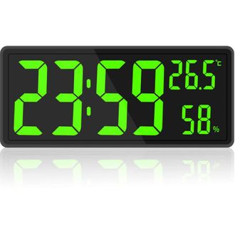 OEM Reloj Digital De Pantalla Grande, Reloj De Pared Digital Grande Con Temperatura Y Humedad, Reloj De Pared Digital Con N&uacute;meros Led Para Dormitorio, Ofi