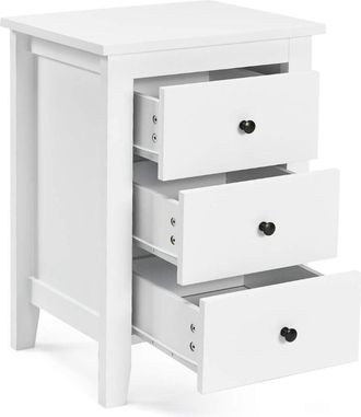 Costway Mesita De Noche Con 3 Cajones Cajonera Moderna Mesita De Noche Para Sala De Estar Dormitorio, Color Blanco - Costway