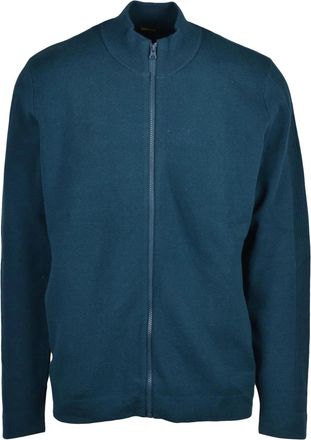 Blauer Blue Cotton-Blend Zip Cardigan