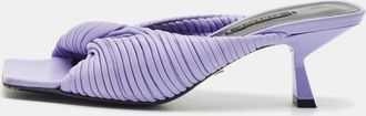 Versace Purple Pleated Leather Plisse Slide Sandals