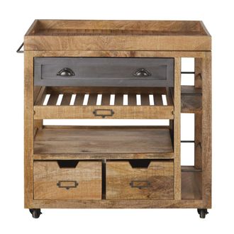 Maisons du monde Isla de cocina con ruedas de madera