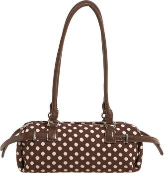 Generic Women Large Capacity Canvas Polka Dot Handbag Stylish Underarm Bag for Travel Work and Daily Use