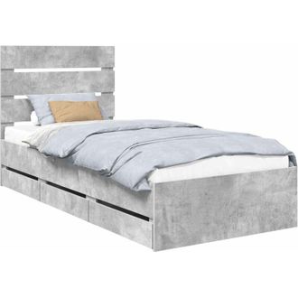 vidaXL Estructura De Cama Gris Concreto 90 X 190 Cm Madera Ingenieril Vidaxl