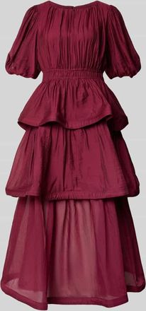 Vero Moda Midikleid aus Viskose-Mix in Falten-Optik Modell Illa in Bordeaux, Gr&ouml;&szlig;e 34