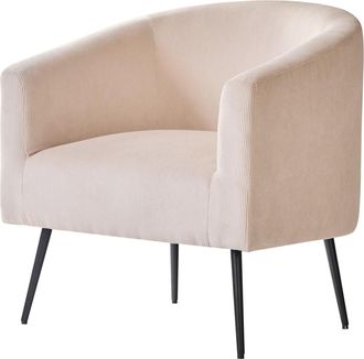 Nordlys Sillón escandinavo 1 plaza en terciopelo acanalado beige