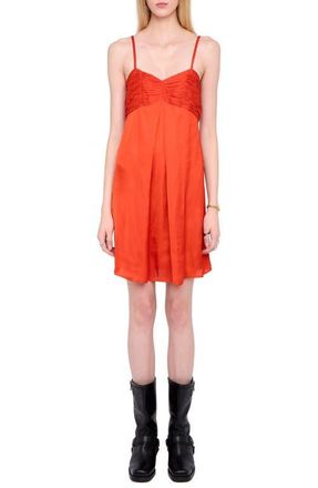 Zadig&Voltaire Rippies Pleated Satin Slipdress in Tangerine at Nordstrom, Size X-Small
