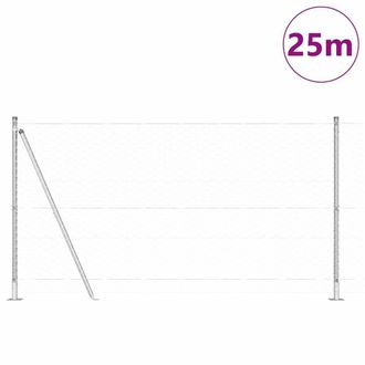 Berkfield Home Hexagon Wire Fence with 7 Flanged Posts 1.2x25 m Steel Silver