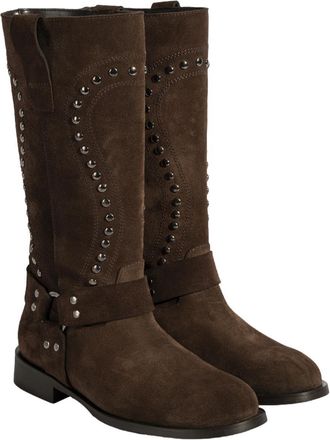 Desa Woman Boots - Suede Upper, Slip-On, Flat Heel, Zip Detail | Brown - 40