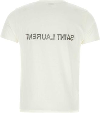 Saint Laurent Logo-Printed Cotton T-Shirt - White