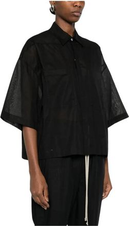 Rick Owens Tommy Shirt - Dames - Overhemden - Zwart - L - Katoen - Overhemden